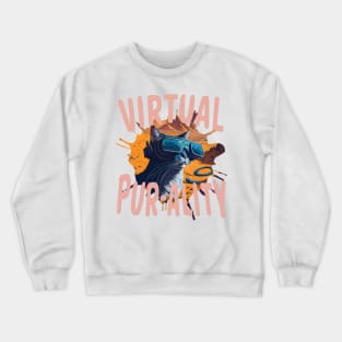 Virtual reality funny cat Crewneck Sweatshirt